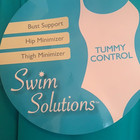 SWIM SOLUTIONS NO TUMMY / TUMMY CONTROL SWIMSUIT dress BATHING SUIT TURQUOISE - Picture 5 of 14